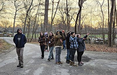 Students participate in a bird walk at the TWS Conclave