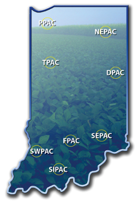 Indiana map with PACs locations
