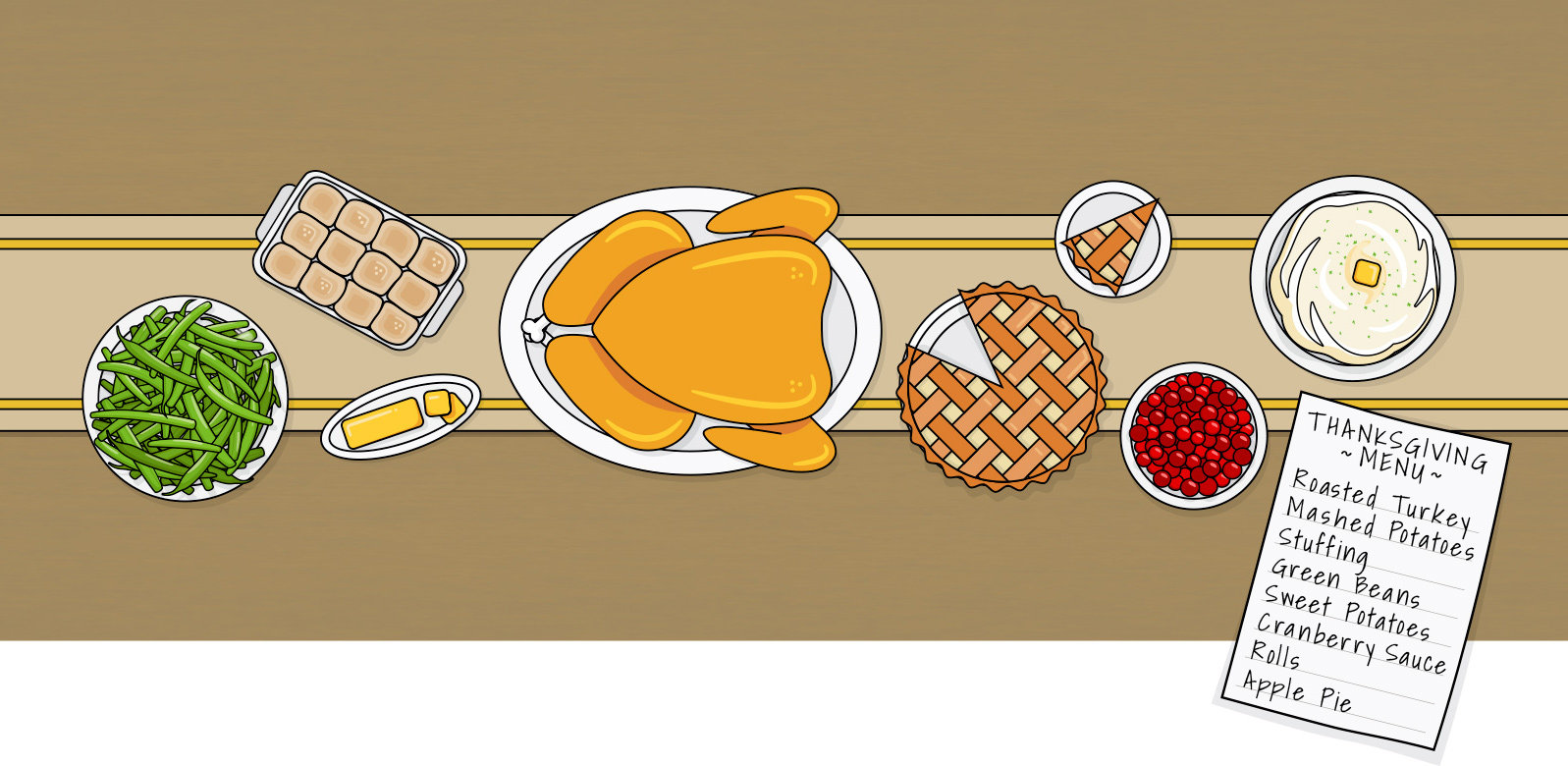 Illustrative graphic of Thanksgiving food