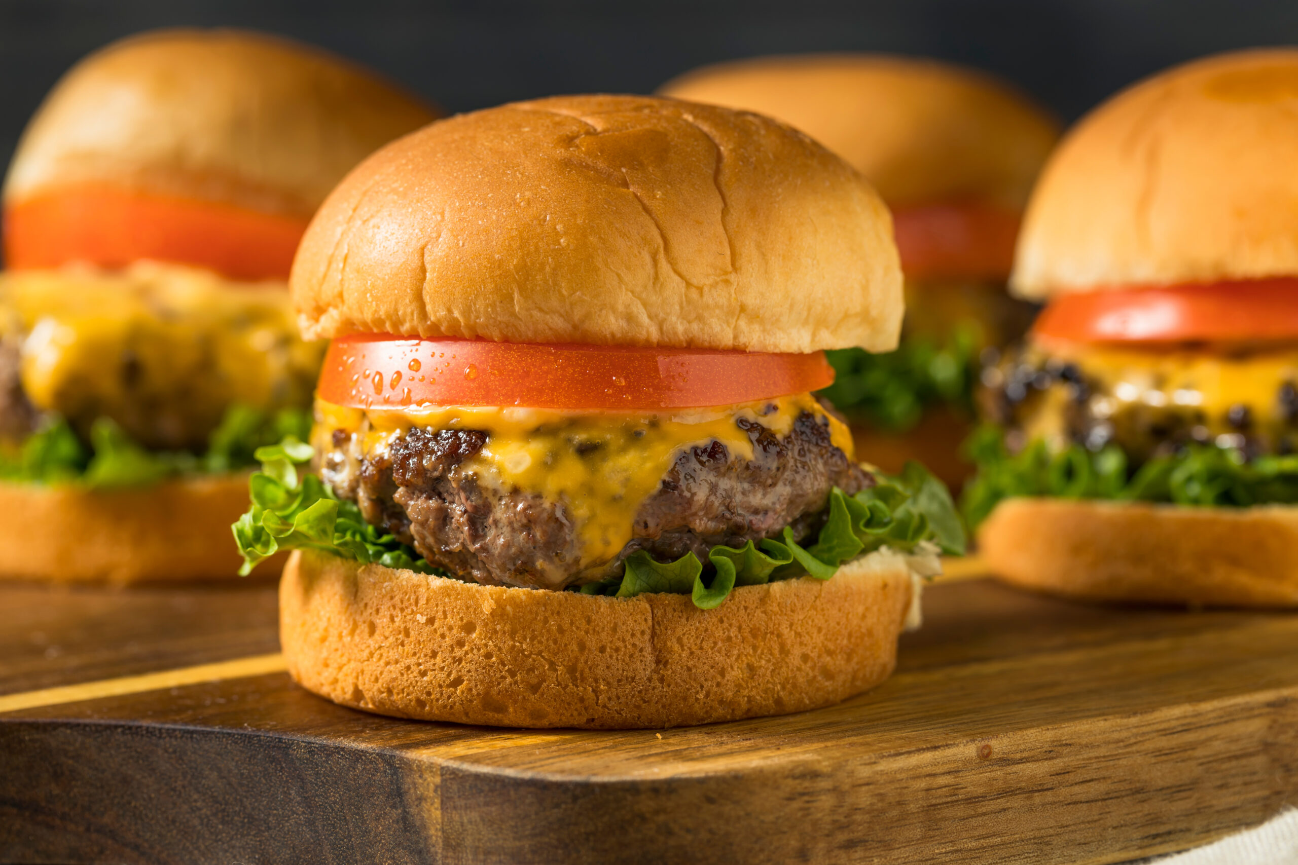 Homemade Cheeseburger with Tomato and Lettuce