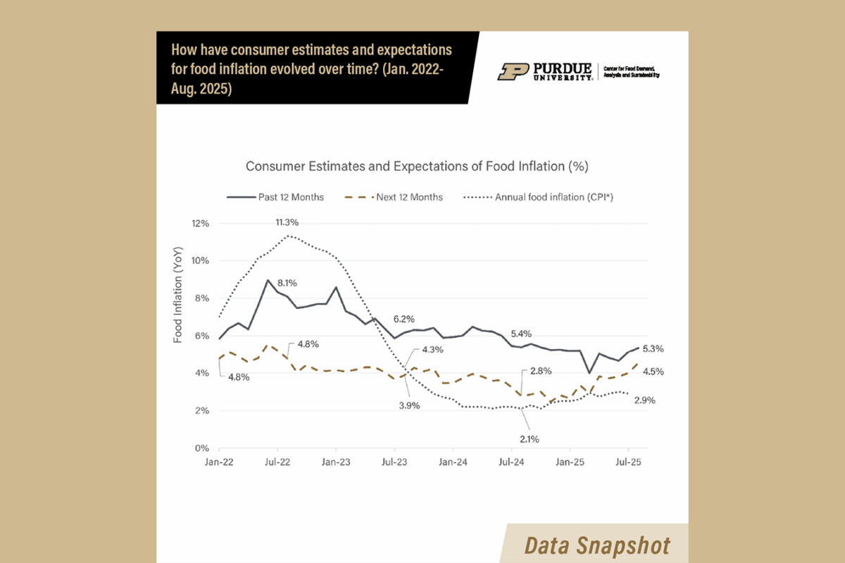 Thumbnail of graph showing consumer estimages and expectations for food inflation.