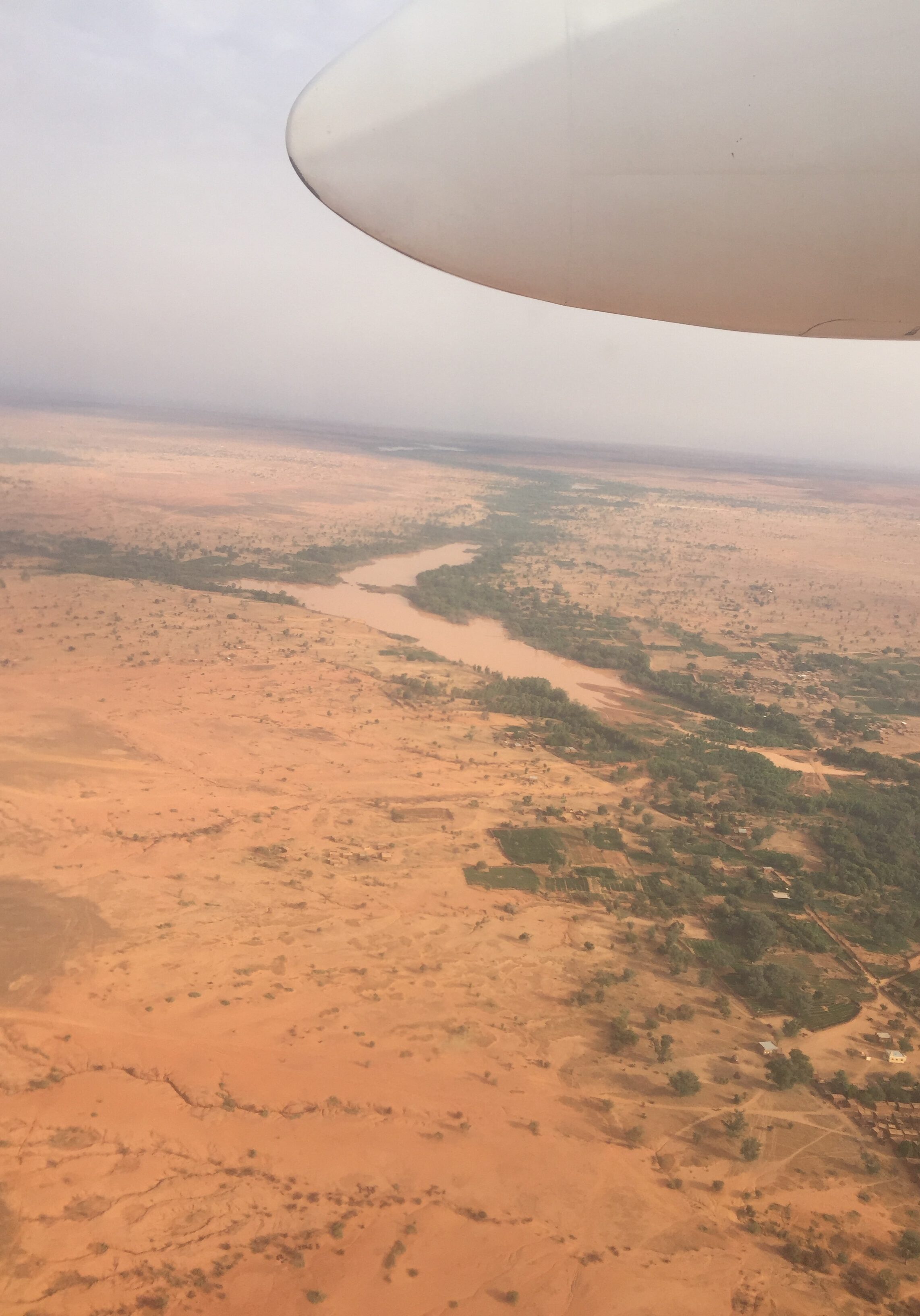 Bird's eye view of Niamey along the Niger river.