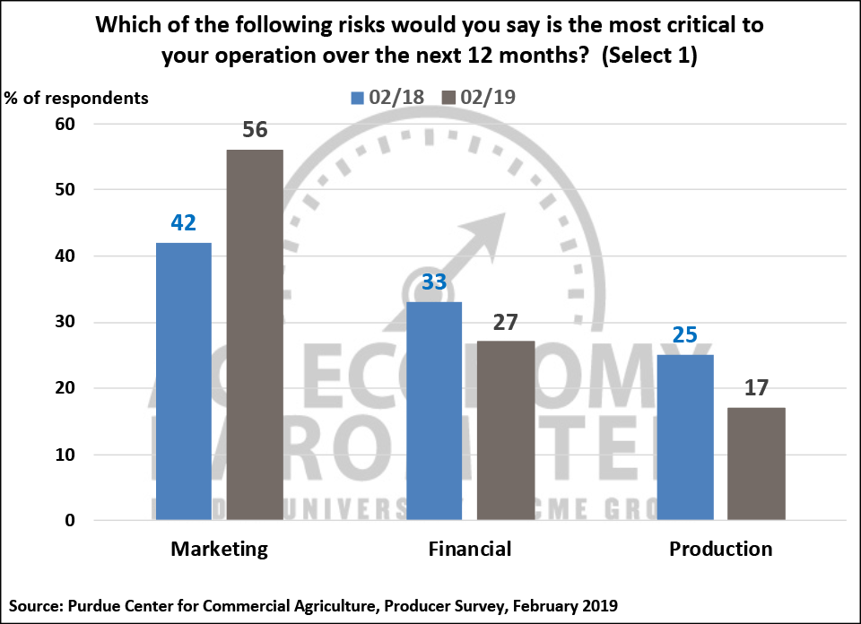 Figure 5. Which Risk is the Most Critical to Your Operation Over the Next 12 Months, February 2018 and 2019.