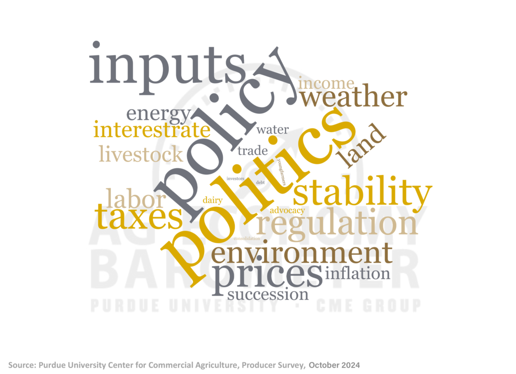 Figure 3. Word Cloud from Producer Responses to What's On Your Mind, October 2024.