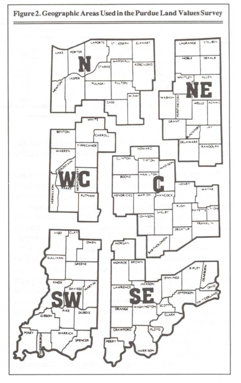 Figure 2. Geographic Areas Used in the Purdue Land Values Survey