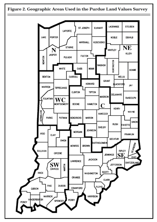 Figure 2. Geographic Areas Used in the Purdue Land Values Survey