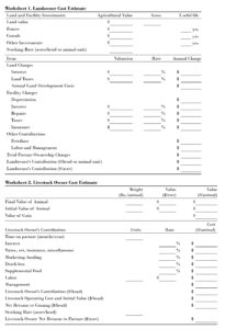 Pasture Rental Worksheets 1-3