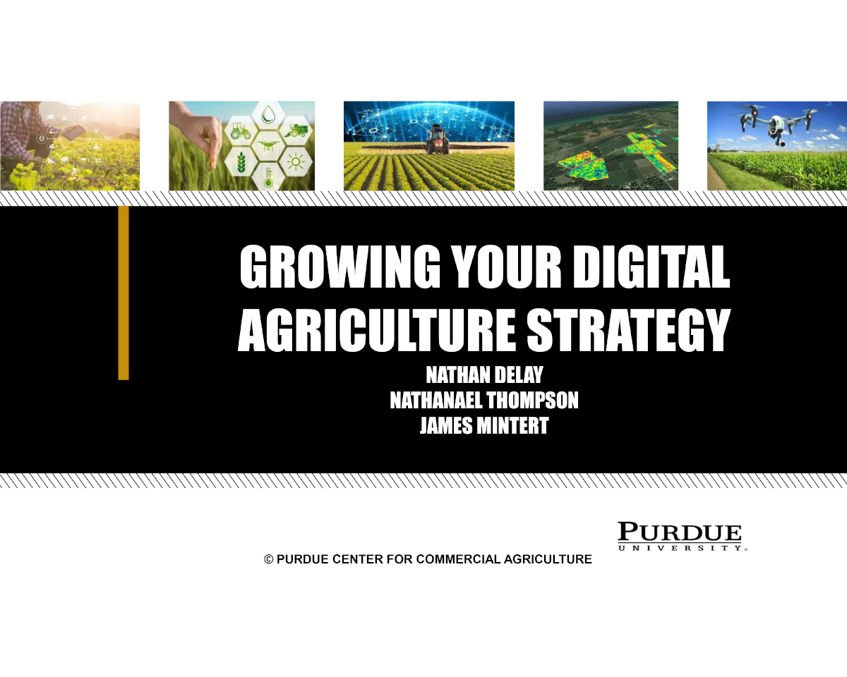 The Promise of Digital Ag, Top Farmer 2020 slidedeck presentation by Nathan Delay, Nathanael Thompson, and James Mintert.