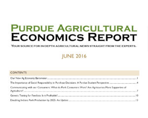 Purdue Agricultural Economics Report (PAER), June 2016