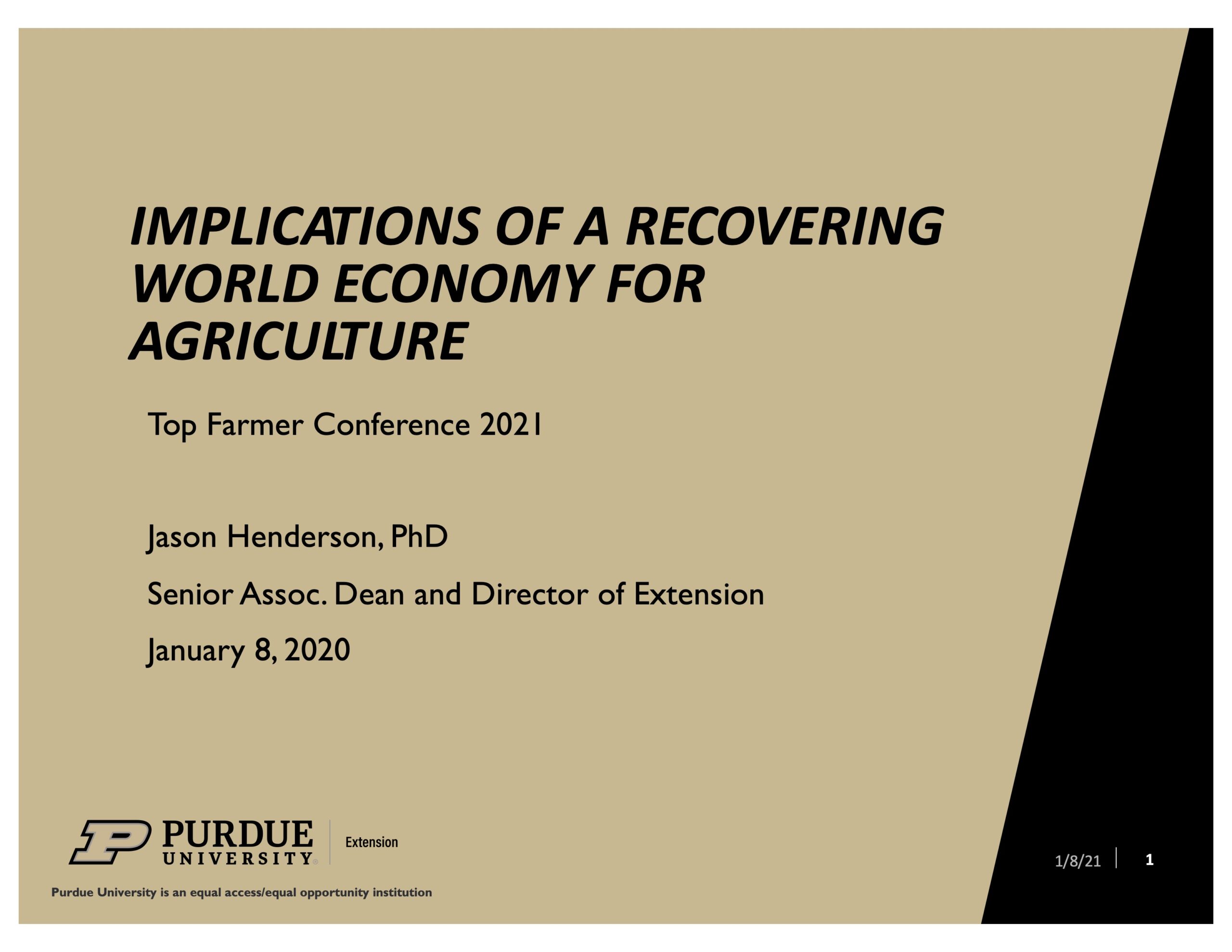 Implications Of A Recovering World Economy For Agriculture Top Farmer Conference 2021 presentation