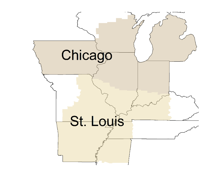 Figure 1: Chicago and St. Louis Federal Reserve Districts