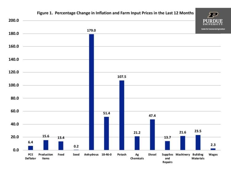 Figure 1.  Percentage Change in Inflation and Farm Input Prices in the Last 12 Months