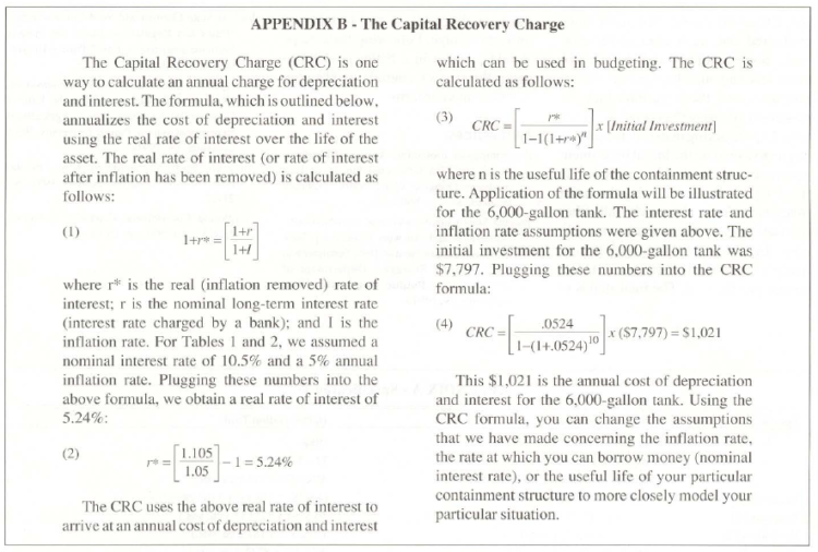 Appendix B. The Capital Recovery Change