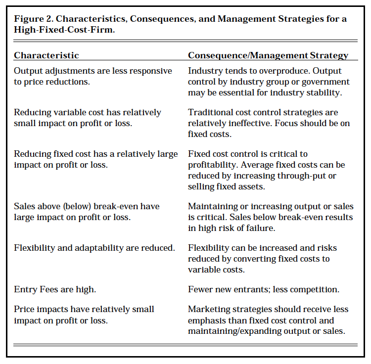 Table 2. Characteristics, Consequences, and Management Strategies for a High-Fixed-Cost-Firm