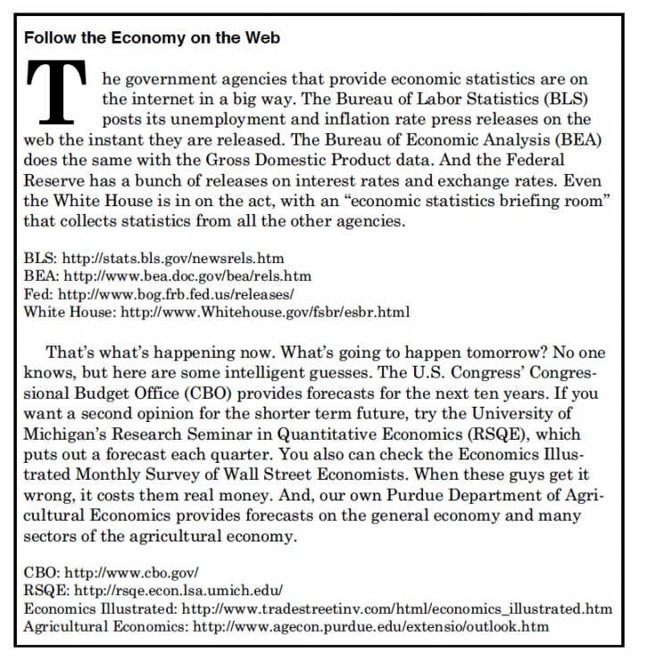 Paragraph 2. Follow the Economy on the Web