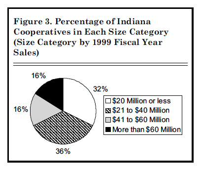 Figure 3. Percentage of Indiana Cooperatives in Each Size Category (Size Category by 1999 Fiscal Year Sales)