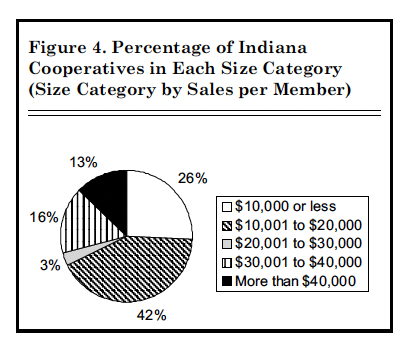 Figure 4. Percentage of Indiana Cooperatives in Each Size Category (Size Category by Sales per Member)