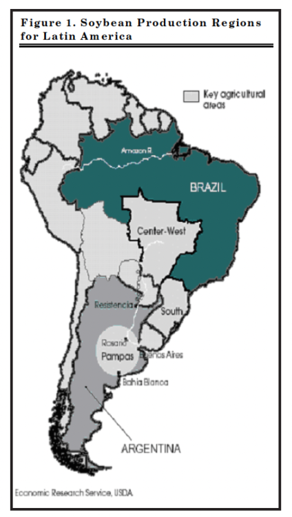 Figure 1. Soybean Production Regions for Latin America