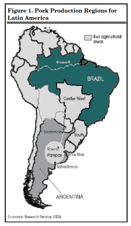 Figure 1. Pork Production Regions for Latin America