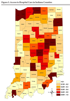 Figure 3. Access to Hospital Care in Indiana Counties