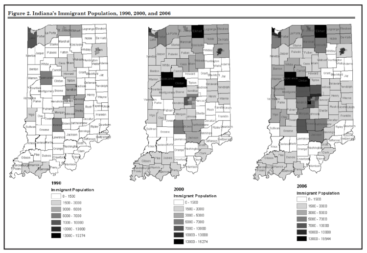 Figure 2. Indiana’s Immigrant Population, 1990, 2000, and 2006