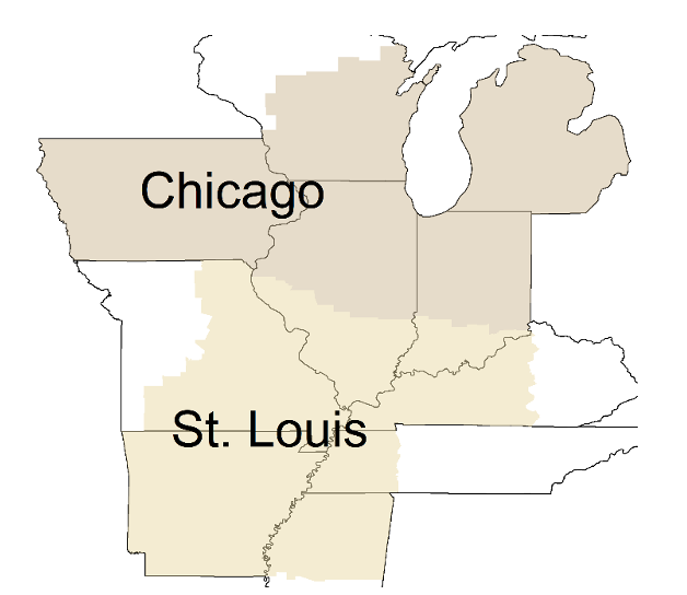 Figure 1: Chicago and St. Louis Federal Reserve Districts