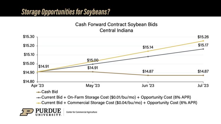Cash Forward Contract Soybean Bids, Central Indiana