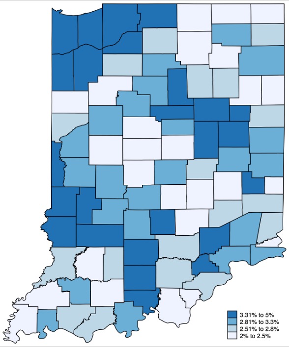 Figure 2: Indiana Unemployment Rates, 2022