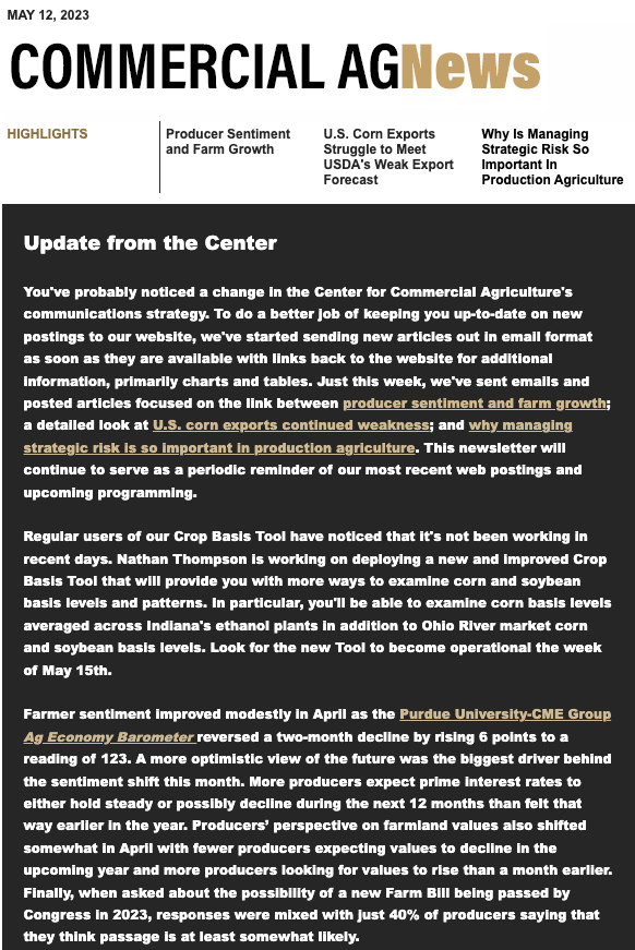 Commercial Ag News newsletter from May 12, 2023