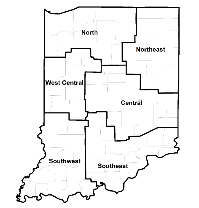 Figure 3: County clusters used in Purdue Land Values survey to create geographic regions