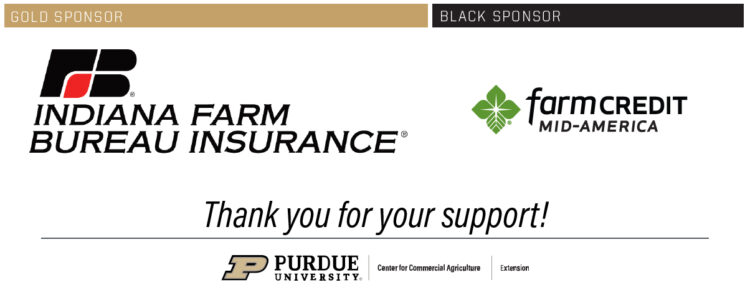 Purdue Farm Management Tour and Indiana Master Farmer sponsors (logos of Indiana Farm Bureau and Farm Credit Mid-America)