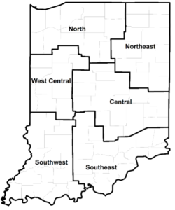 Figure 1: County clusters used in Purdue Land Values survey to create geographic regions