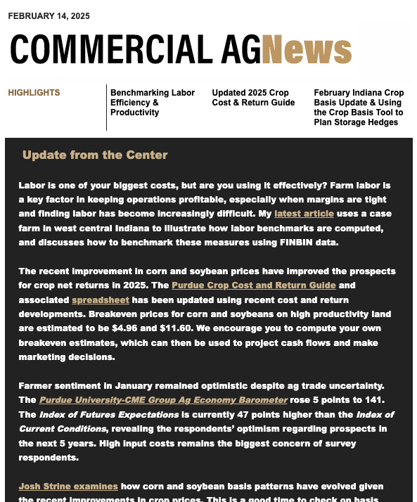 Commercial Ag News preview of the newsletter from February 14, 2025