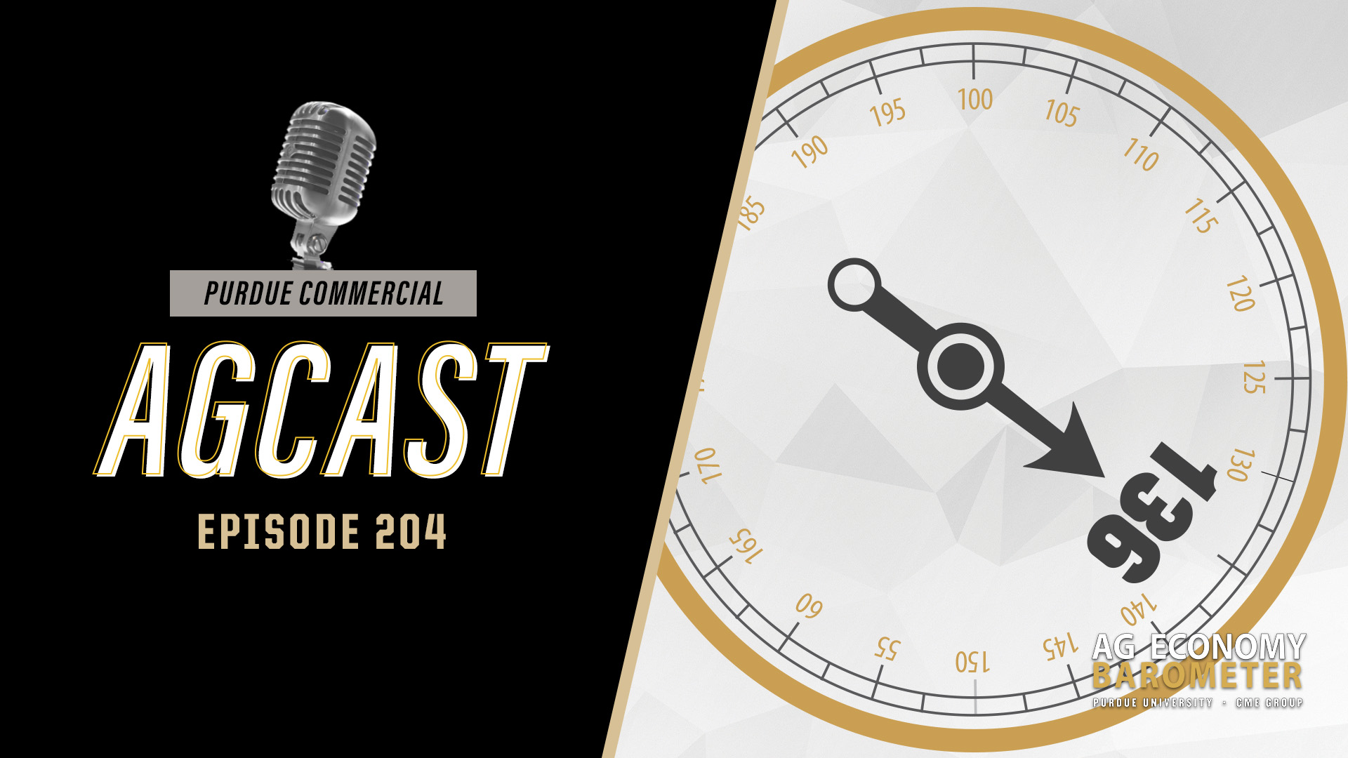 YouTube thumbnail for episode 204 of the Purdue Commercial AgCast, Insights into the December 2025 Ag Economy Barometer