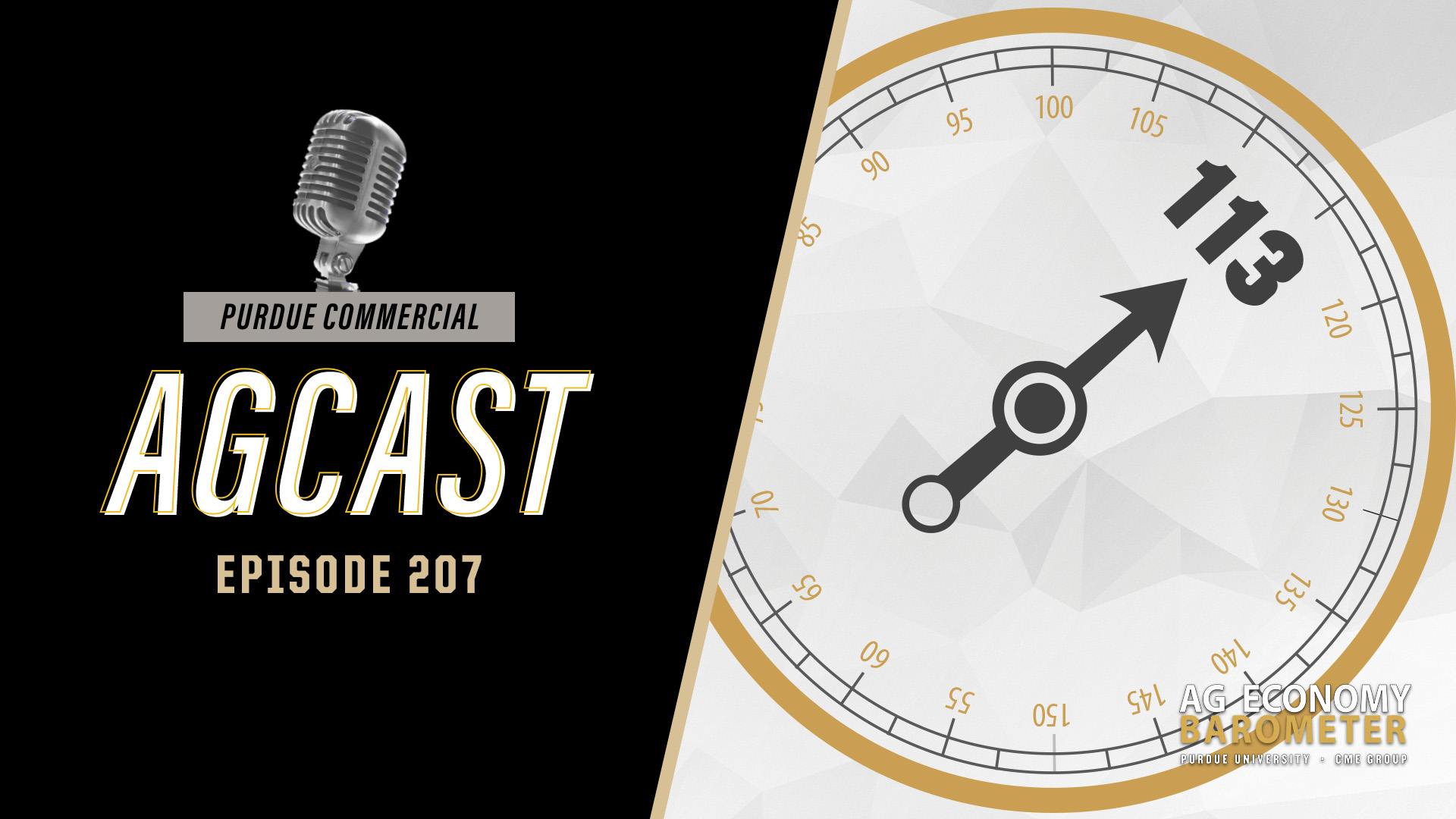 YouTube thumbnail for episode 207 of the Purdue Commercial AgCast, Insights into the January 2026 Ag Economy Barometer