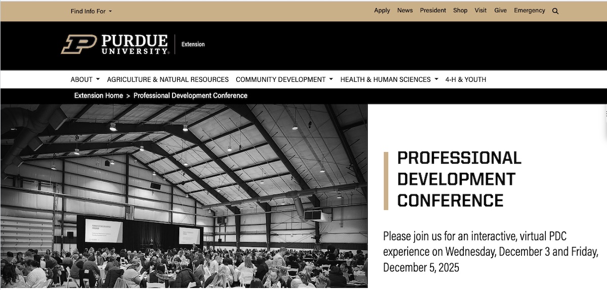 group of people gather in a big room with caption Professional Development Conference