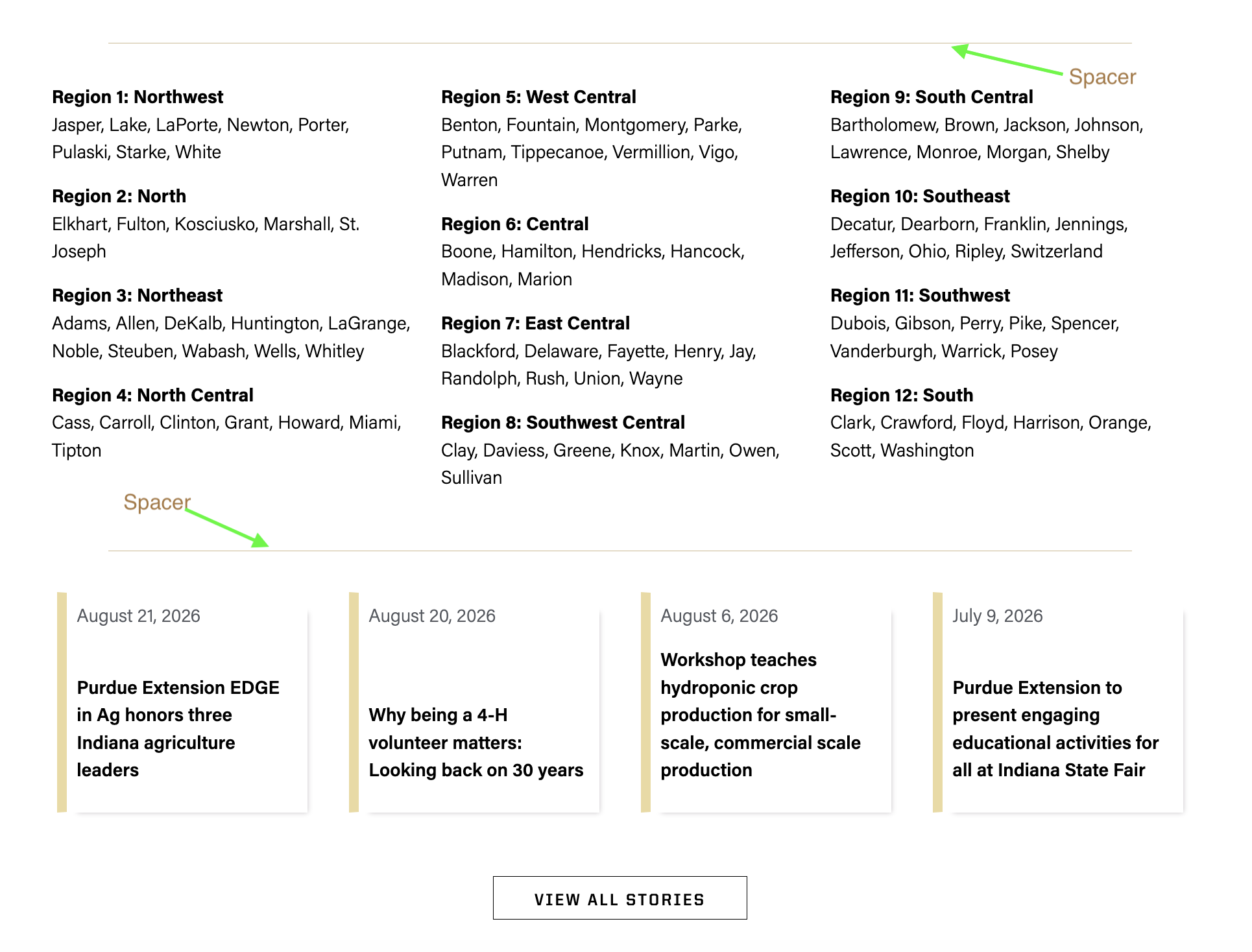Design Elements, spacer uses example