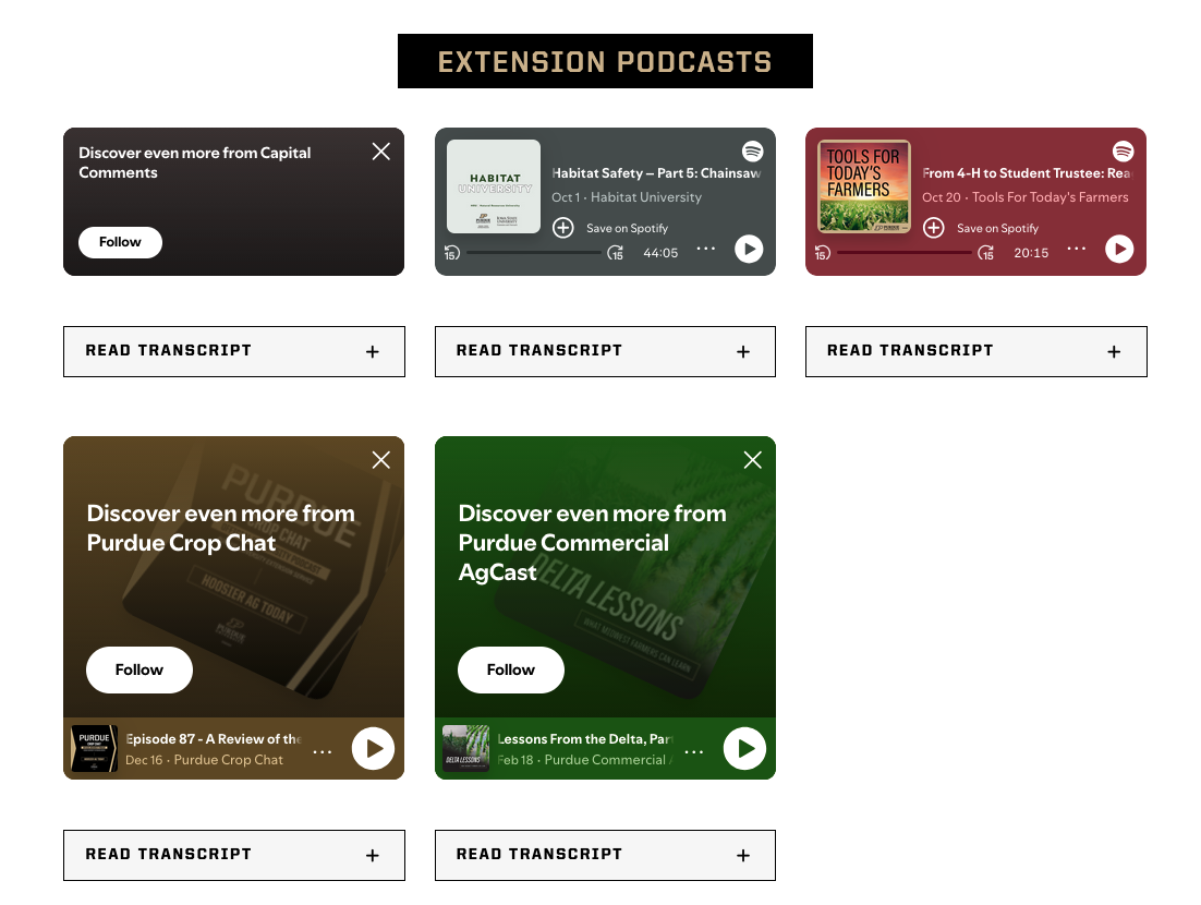 embed block displaying a row with three items and another row with two items