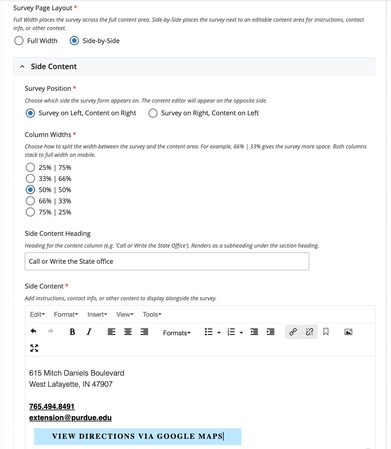 Survey embed form fields