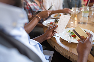 paying at restaurant