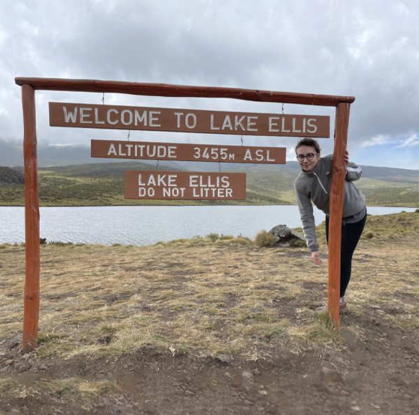 Nina at Lake Ellis on Mt. Kenya