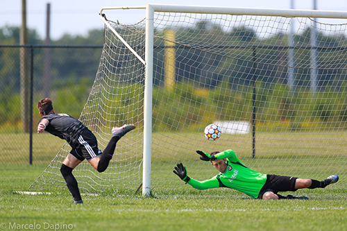 kiep kicking a goal