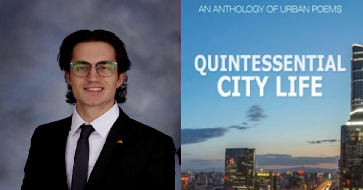 Ilyin Costello and the cover of Quintessential City Life: An Anthology of Urban Poems book