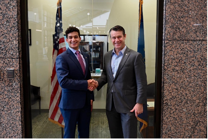 Jackson shaking hands with Todd Young