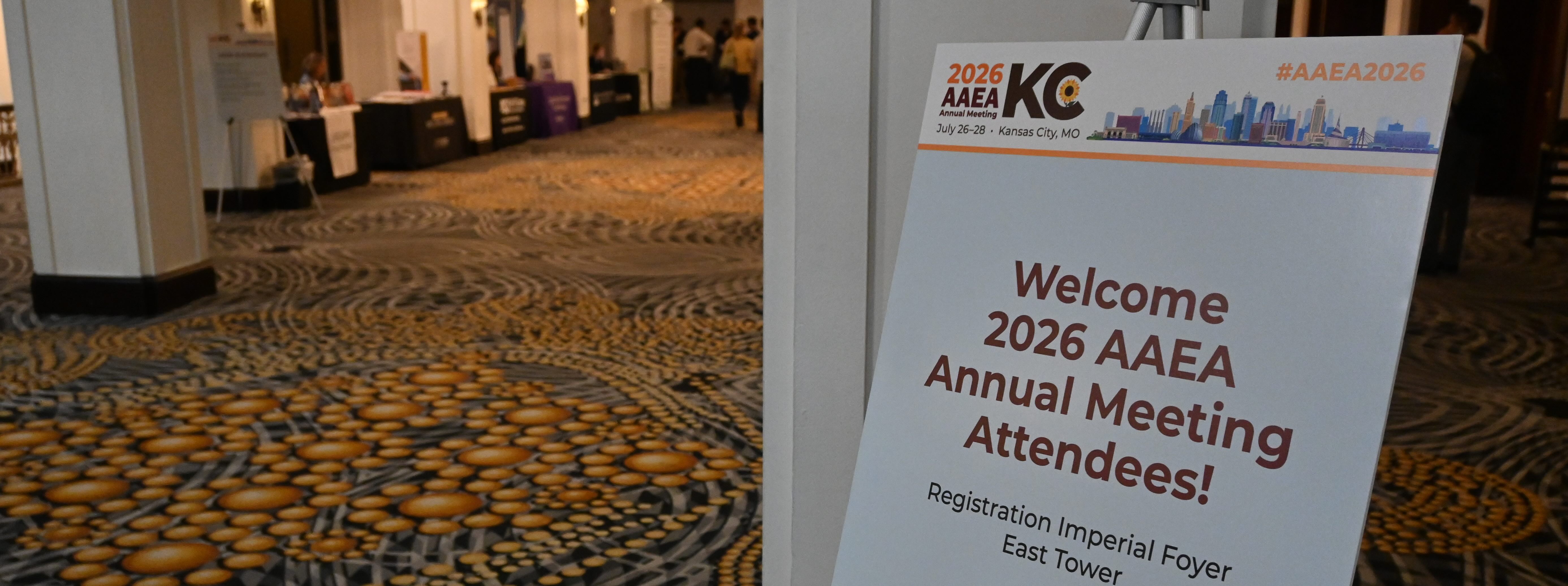 AAEA welcome sign with registration directions