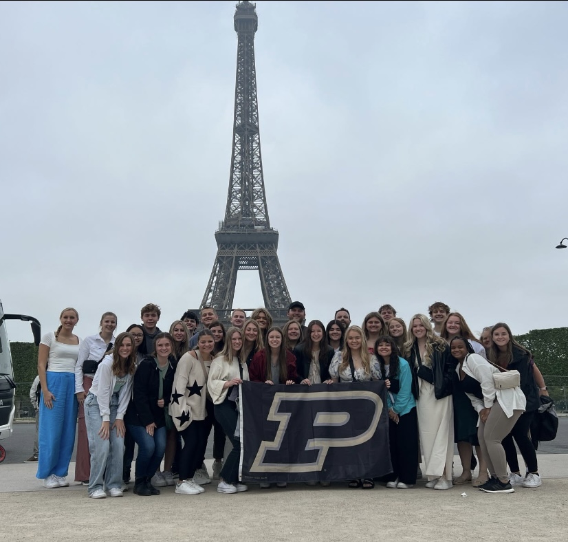 Joni with friends on the France study abroad