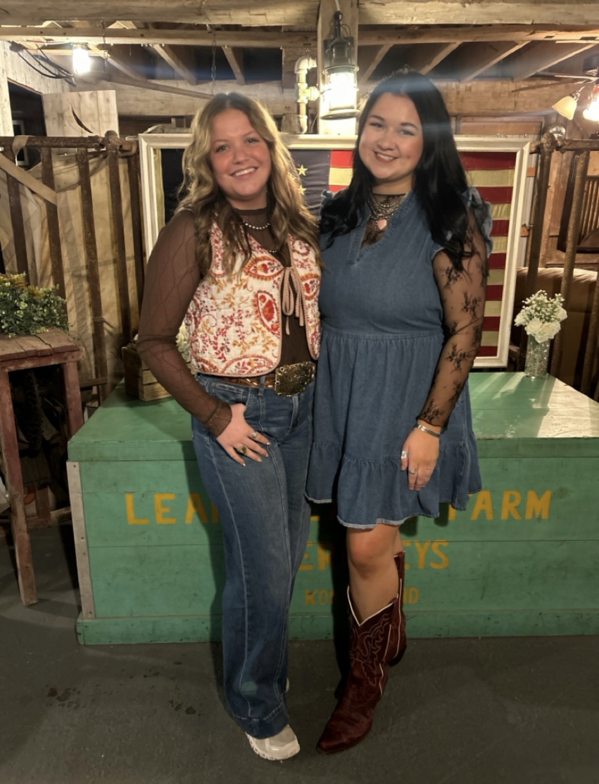 Cooper standing with friend at a barn dance