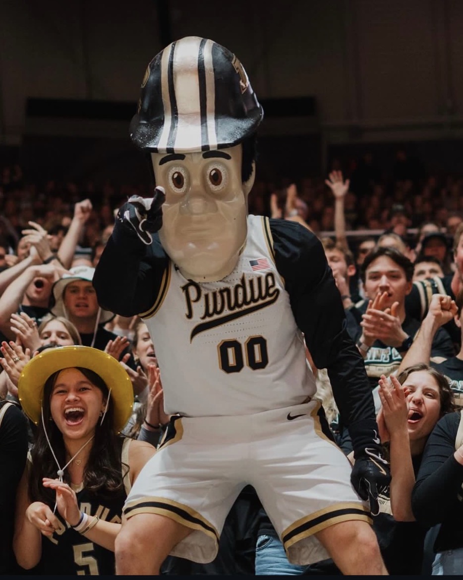 Piliang next to Purdue Pete in Mackey