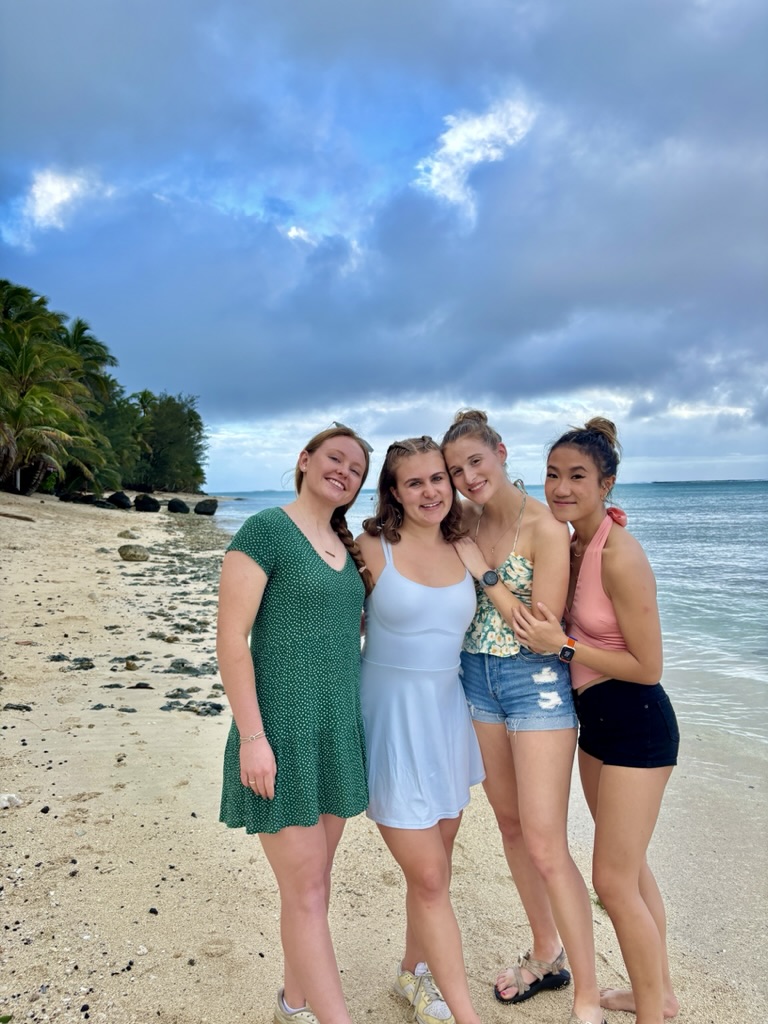 Abigail Bothwell in New Zealand with friends on the beach