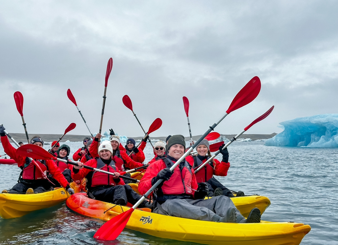 Ag econ students kayaking in Iceland